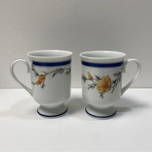 Princess House Exclusive Fine Porcelain Japan Mugs set 2 California poppy